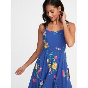 Old Navy Cami Dress Plus XXL Blue Floral Smocked Back Romantic Spring Summer